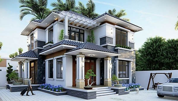 Nhà biệt thự 2 tầng 100m2 mái Nhật đẹp