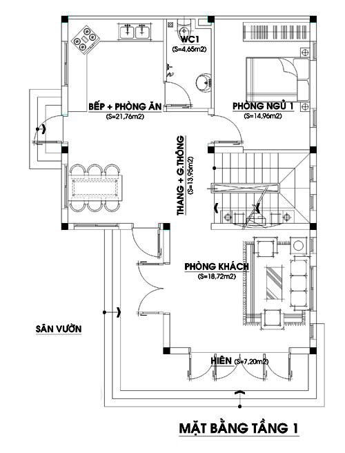 Bản vẽ mặt bằng biệt thự chữ L 2 tầng