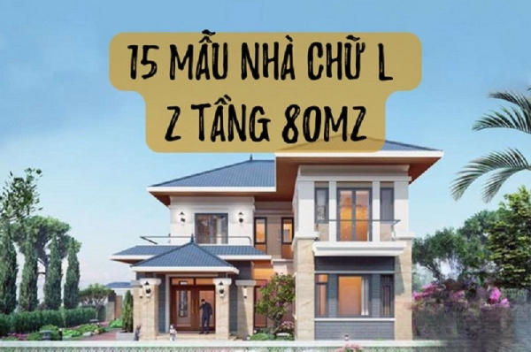 mẫu thiết kế nhà chữ L 2 tầng 80m2 đẹp