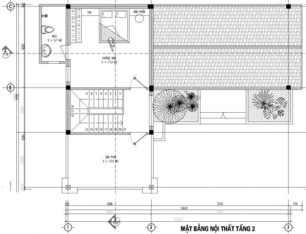 bản vẽ thiết kế nội thất tầng 2