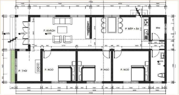 bản thiết kế biệt thự có 3 phòng ngủ liền nhau