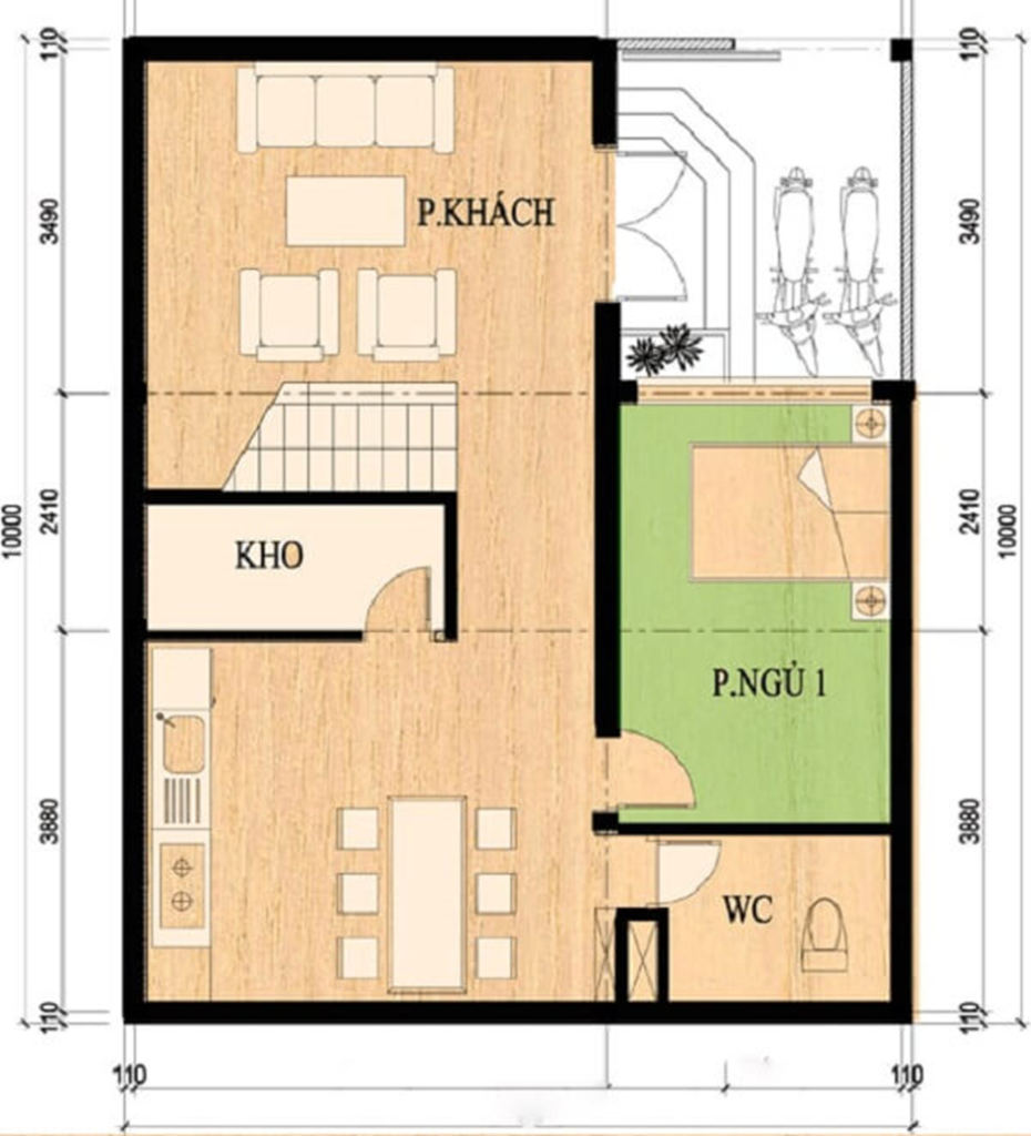 bản vẽ mặt bằng tầng 1 